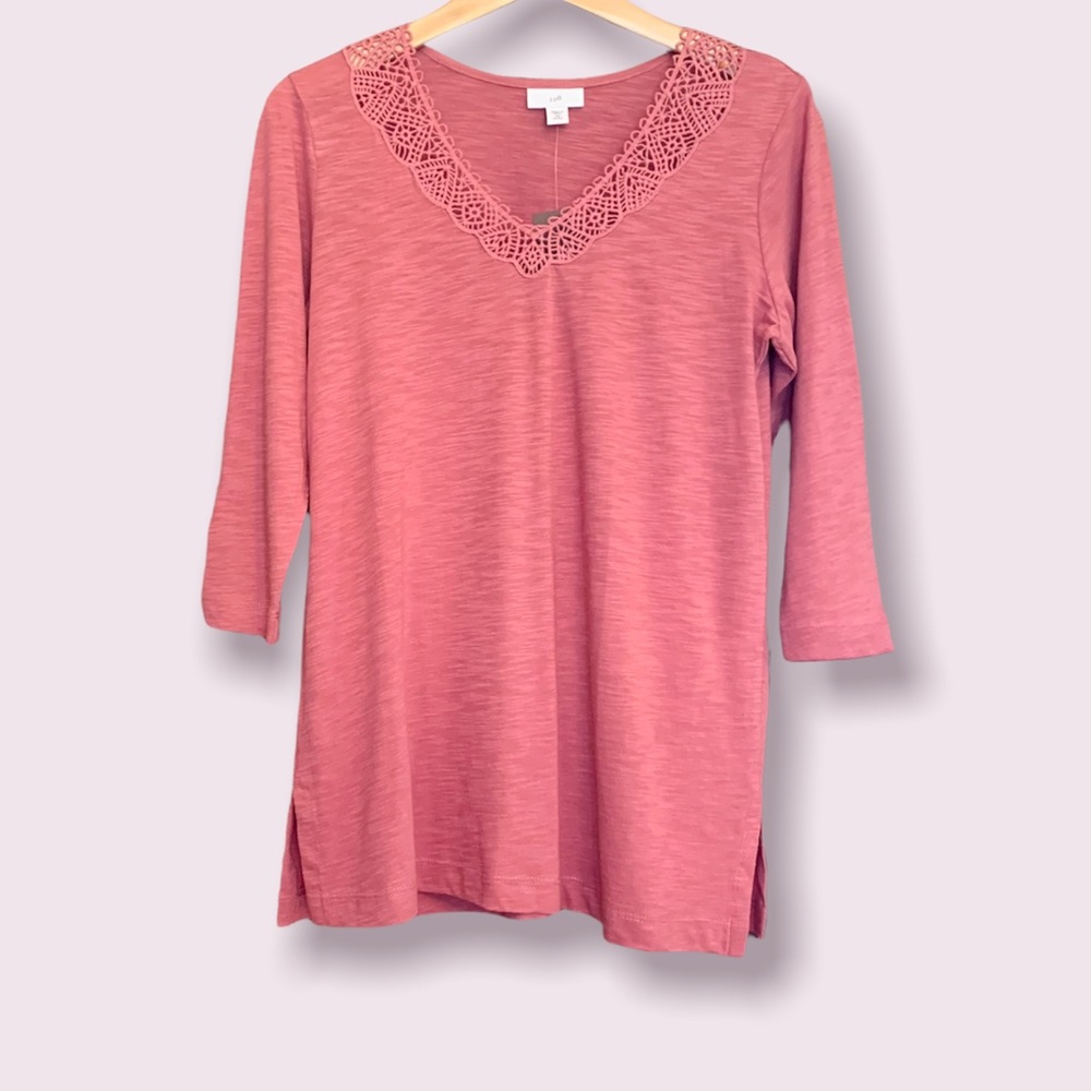 J.Jill Pink Lace V Tunic NWT